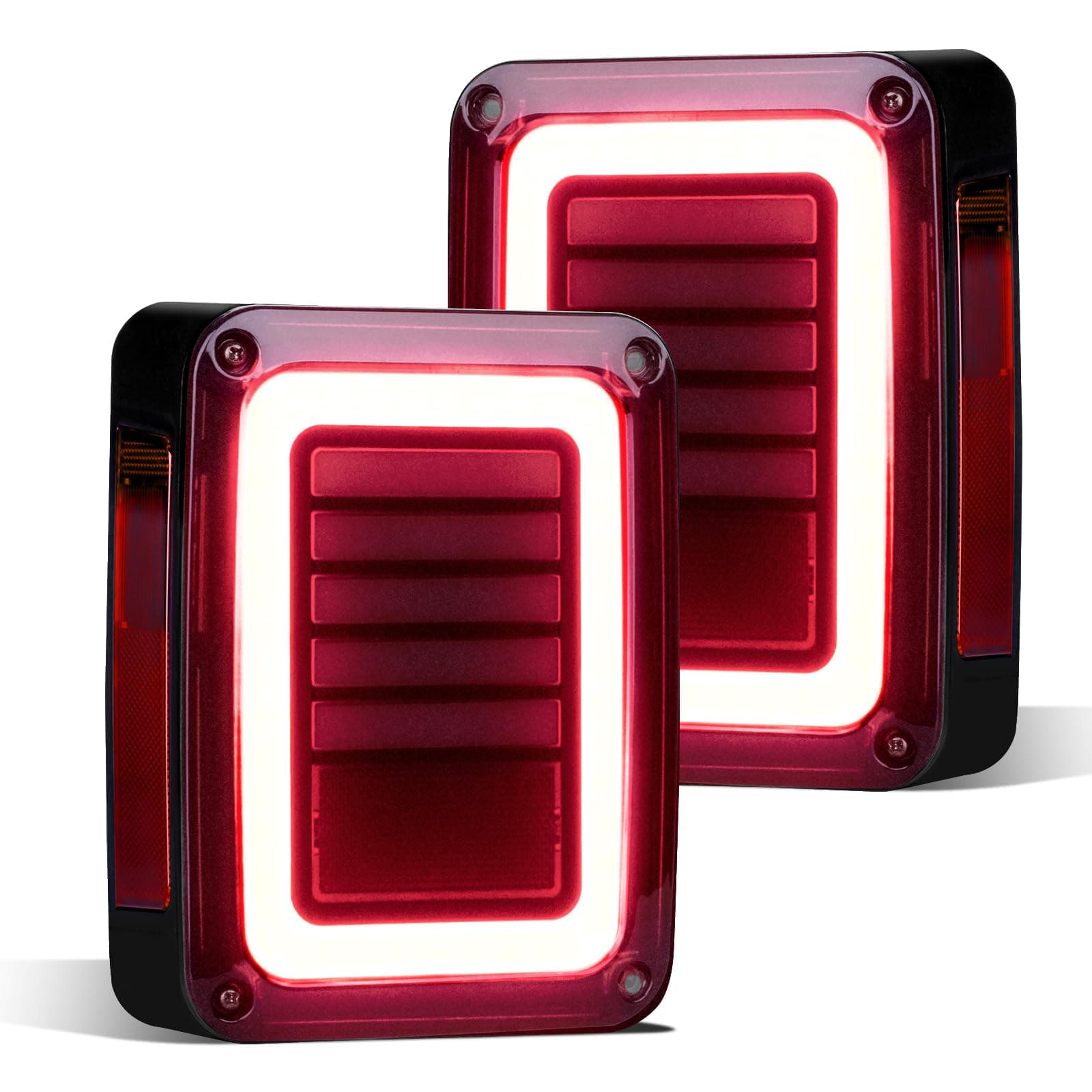FIERYRED Liteway Upgraded Smoked LED Tail Lights for 07-17 Jeep Reverse Light Turn Signal Lamp Running Lights for Jeep Wrangler JK, 2 Years Warranty
