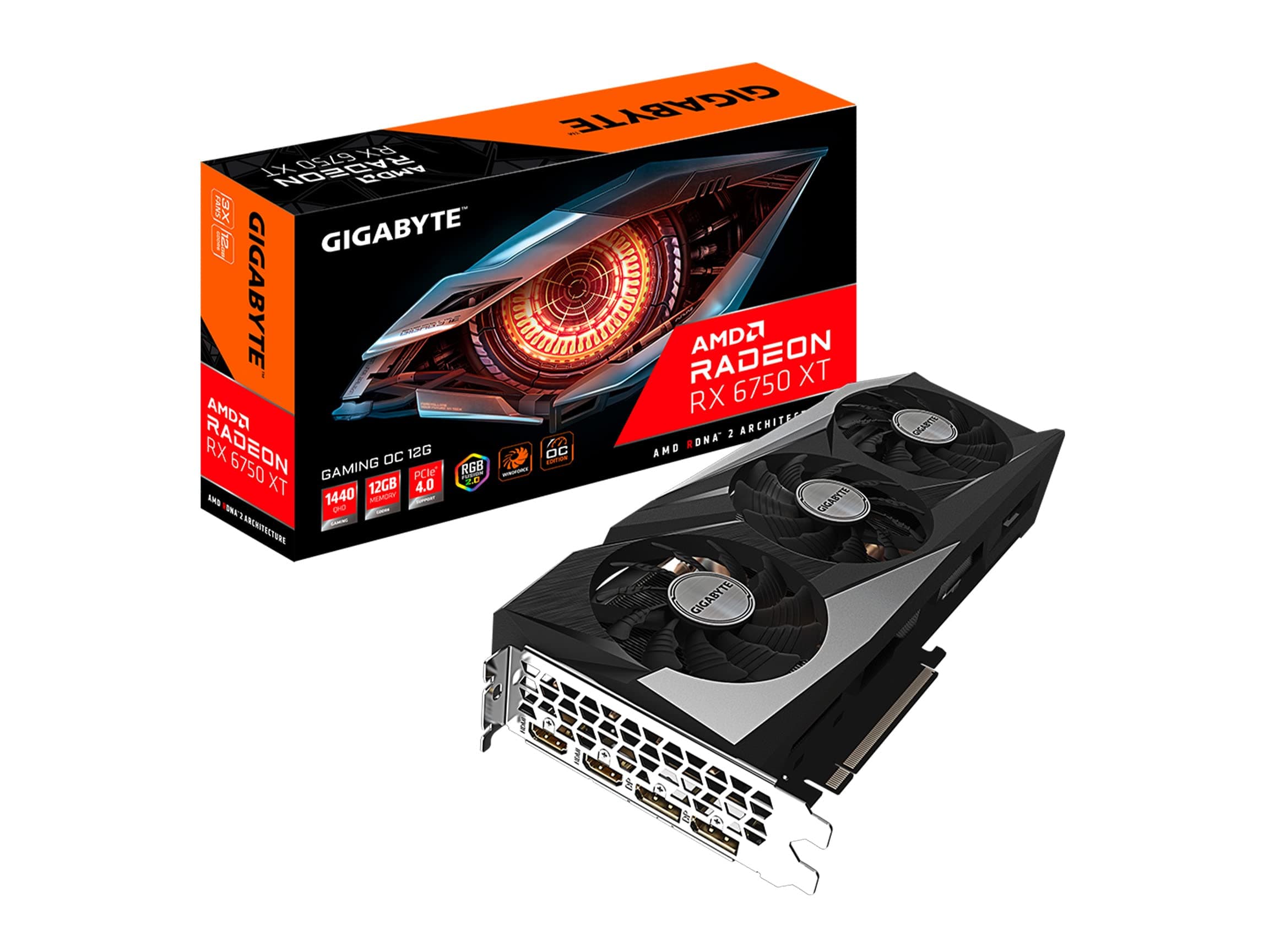 Gigabyte Radeon RX 6750 XT Gaming OC 12G Graphics Card, WINDFORCE 3X Cooling System, 12GB 192-bit GDDR6, GV-R675XTGAMING OC-12GD Video Card