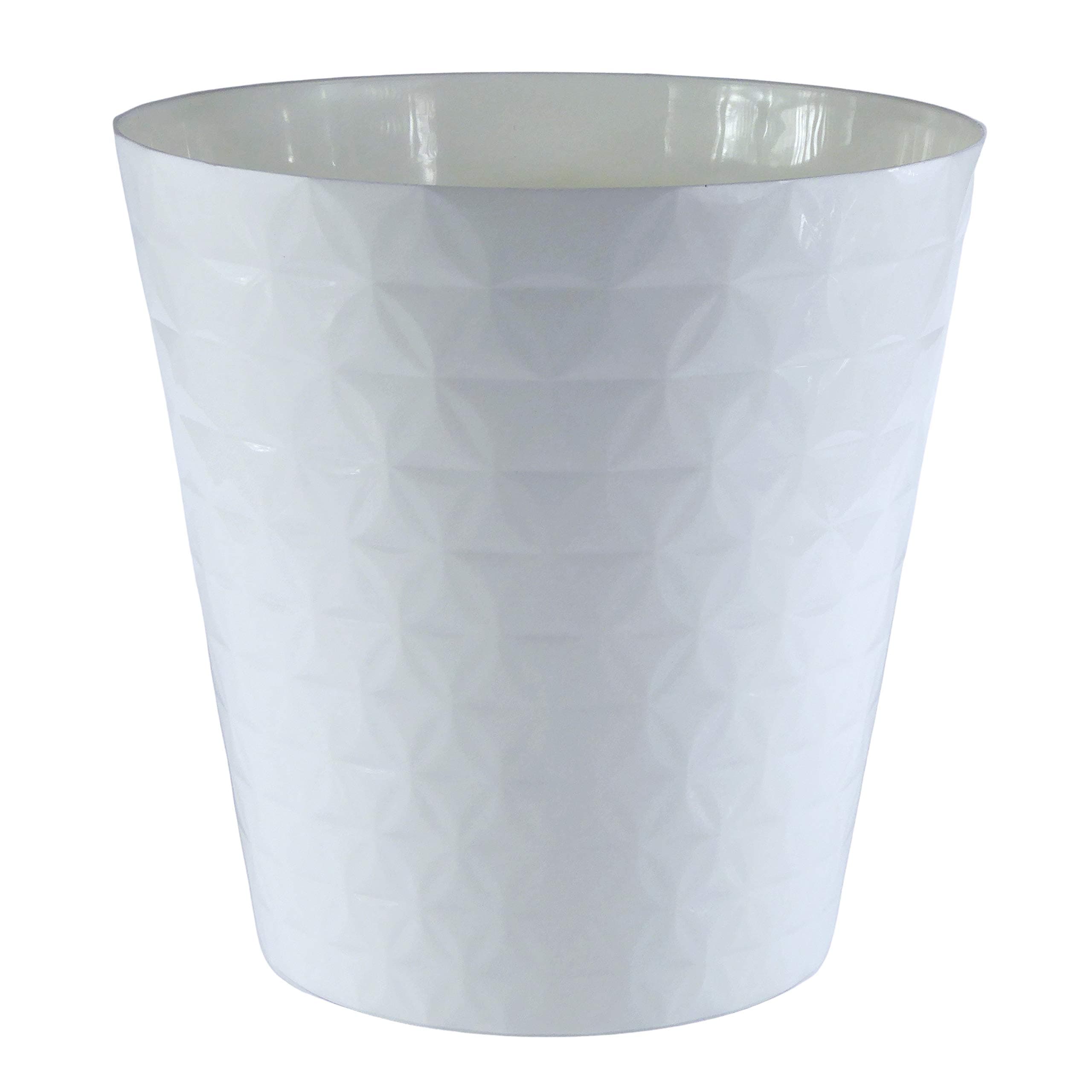 Set of 3 Round White Plastic Flower Pots