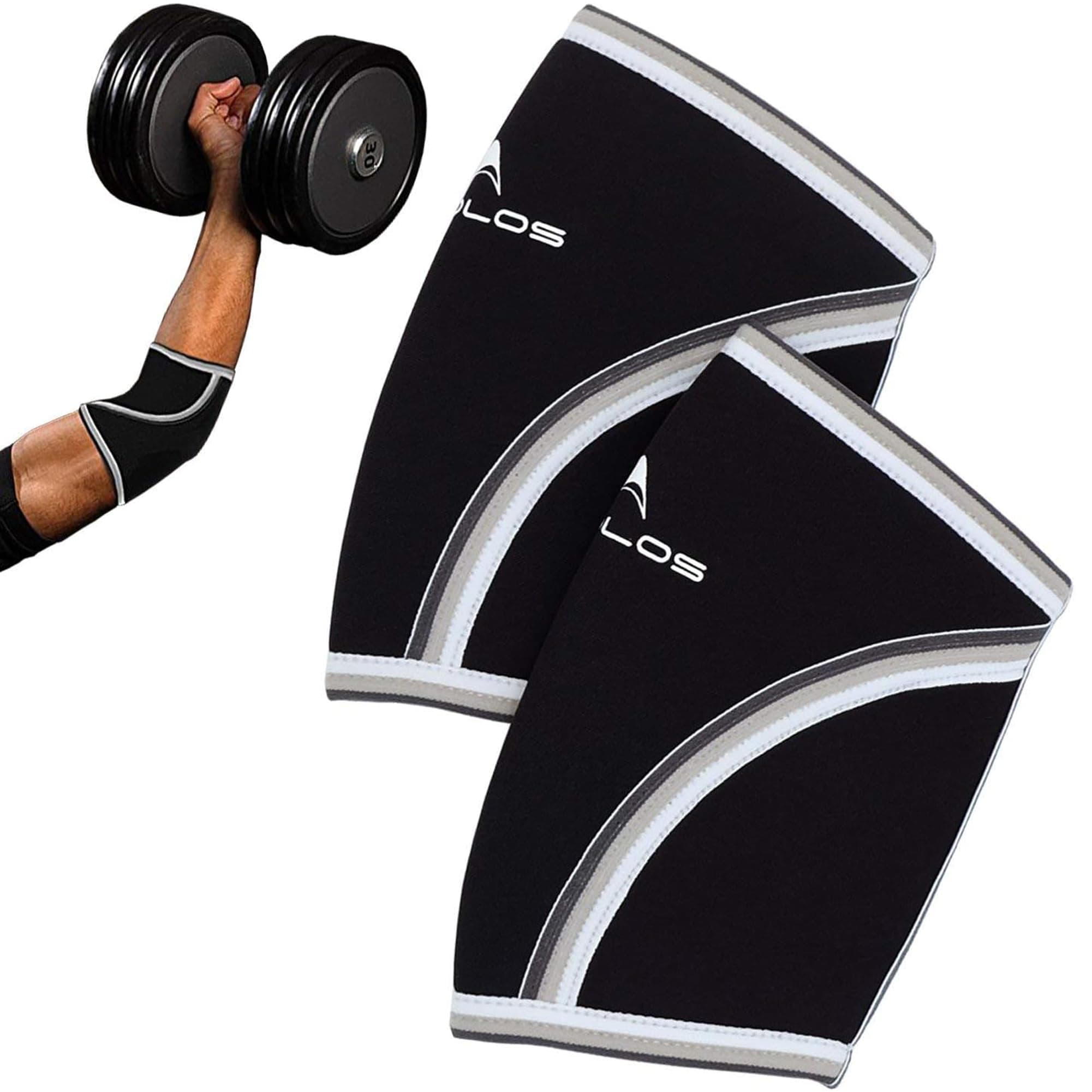AEOLOS Compression Elbow Sleeves(Pair), 5mm Neoprene Elbow Barces for Weightlifting Powerlifting Tennis Golf and Basketball (X-Large, Black)