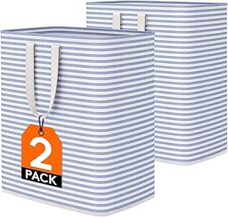 Lifewit 2 Pack Laundry Hamper Large Collapsible Laundry Baskets, Freestanding Waterproof Clothes Hamper with Easy Carry Handles in Laundry Room Bedroom Bathroom College Dorm, Grey, Blue, 2 x 100L
