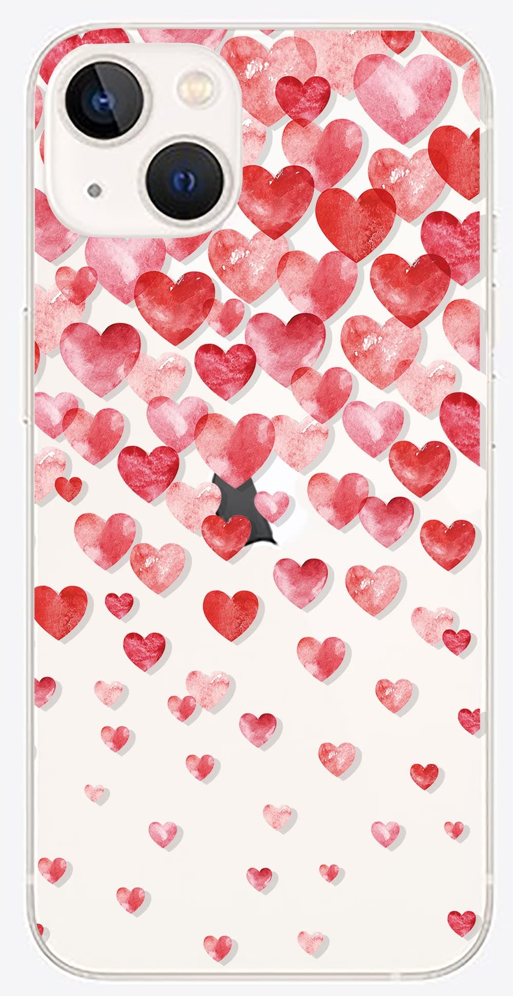 Blingy's for iPhone 13 Case (6.1 inch), Lovely Red Hearts Design Transparent Soft TPU Protective Clear Case (Falling Hearts)