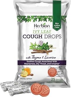 Herbion Naturals Cough Drops with Ivy Leaf and Thyme, Soothes Sore Throat - for Adults and Children 5 Years and Above, 25 Cts