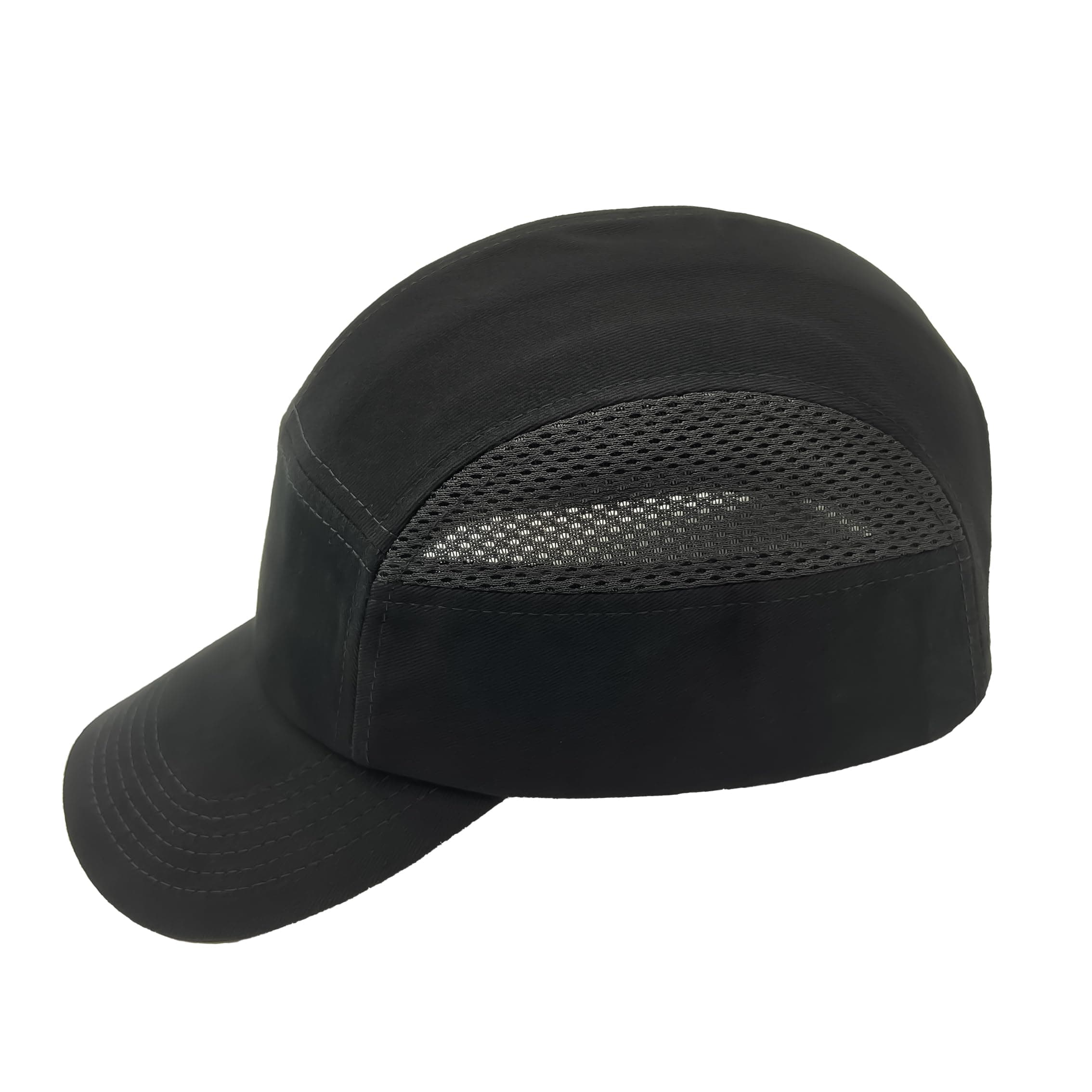Black Baseball Safety Bump Cap - 100% Cotton, Impact-Resistant ABS Shell, Dual-Layer Padded Foam, Breathable, Adjustable Head Protection Hard Hat Cap
