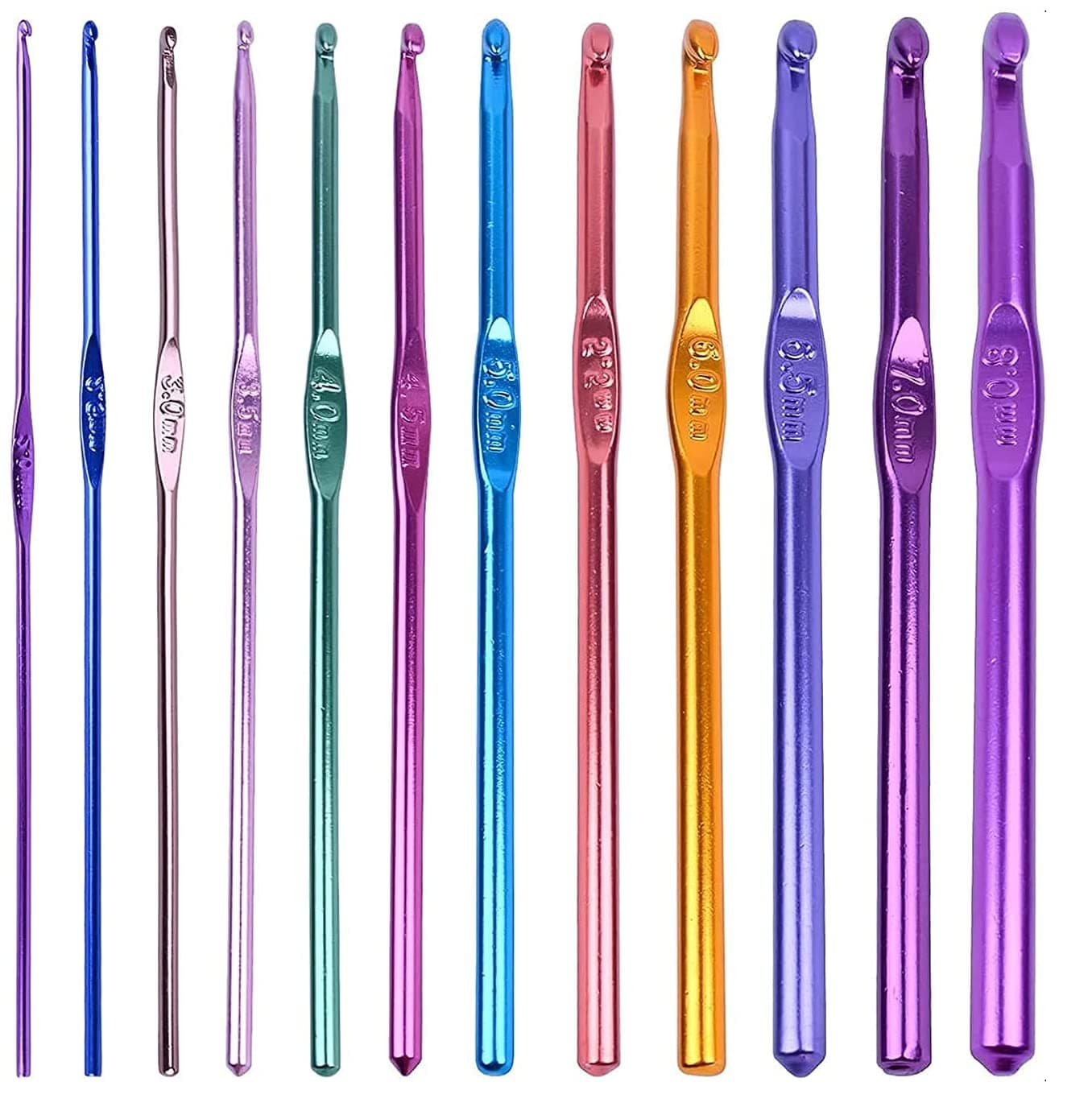 URBANMAC Aluminum Crochet Hooks Knitting Needles Set with Case (Multicolor) - 12 Pieces
