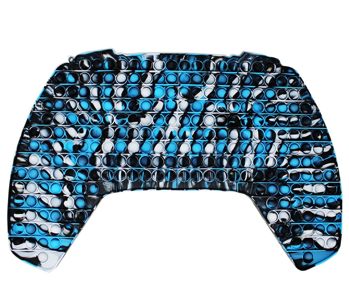KINIA Jumbo 256 Bubbles Pop it Giant Fidget Toys Controller Sensory Fidgets Toy – Patent Pending - Tie Dye Silicone Push Bubble Stress Relief Novelty Toy (256 Pop It, Controller Black Blue White)