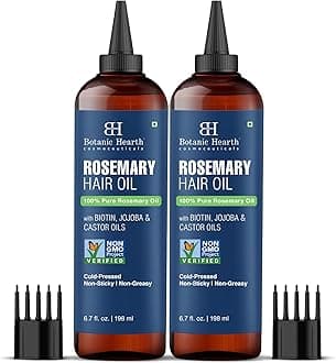 Botanic Hearth 100% Pure Rosemary Oil For Hair Growth | Infused with Biotin, Jojoba & Castor Oil | Hair Oil Repairs Dry Damaged Hair, Strengthening, Healthier - Hair Tonic, 6.7 fl oz - Pack of 2