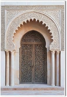 BROJAQXXX European style wall decoration Arabic architectural art murals Moroccan door canvas paintings Islamic aesthetic luxury retro architectural paintings suitable for home wall decoration art