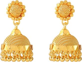 CUTE GOLD One Gram Gold Plated Traditional jimikki Jhumka Earring for Women & Girls (EAR-5033)