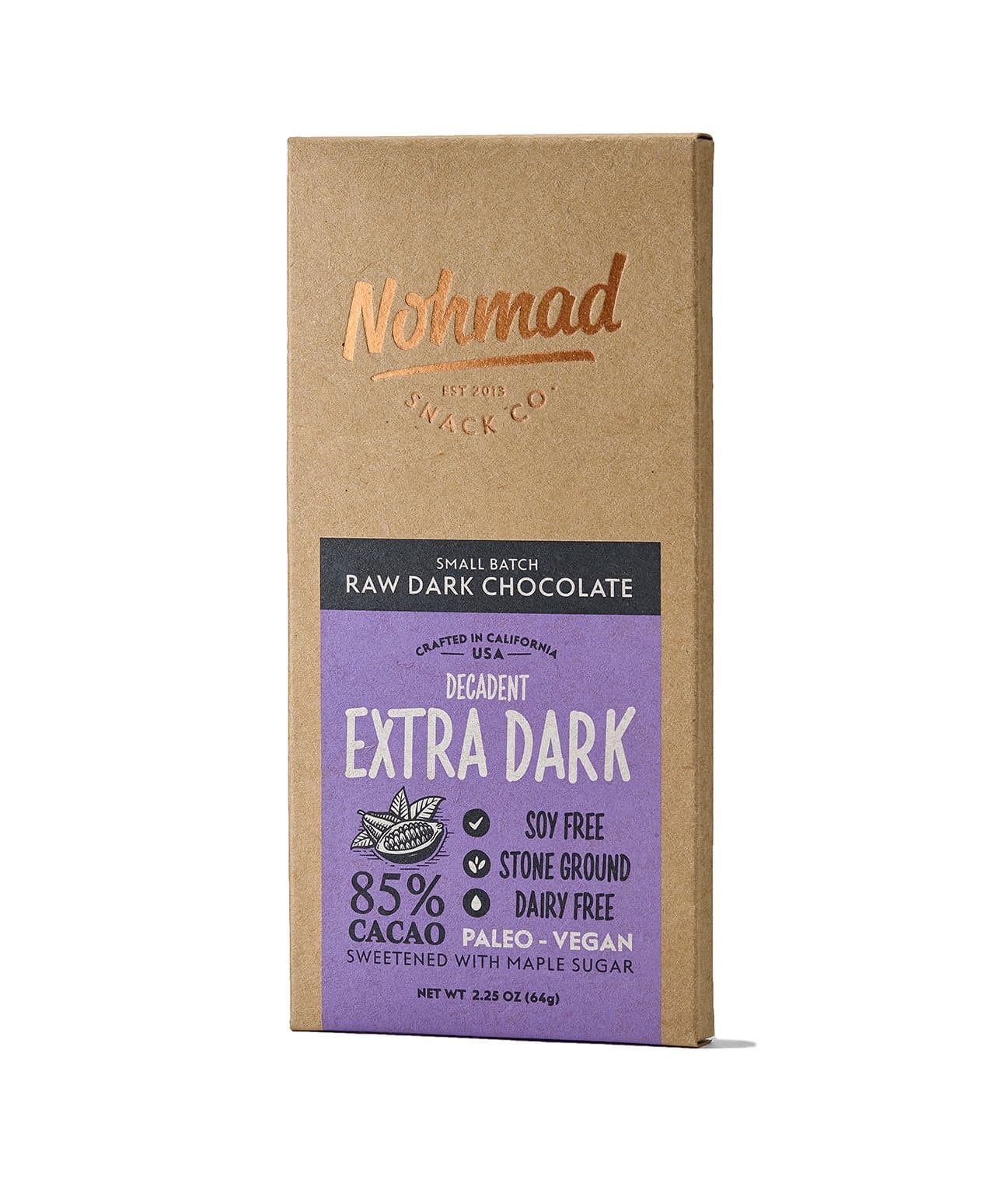NOHMAD SNACK CO Raw Extra Dark Chocolate Bar, 2.25 OZ