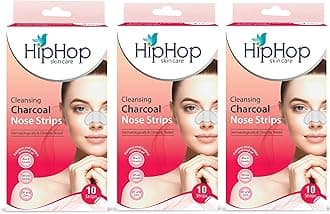 HipHop Skin Care Cleansing Charcoal Nose Strips (30 Strips), Blackheads, Whiteheads Remover, Pore Cleanser, with Natural Extracts, for Women, All Skin Types