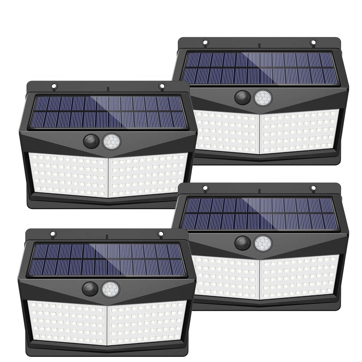 【108 LED/3 Mode】Solar Lights Outdoor, SEZAC Solar Security Lights Solar 150° Wide Angle Lighting Solar Motion Sensor Lights Wireless Waterproof Outdoor Lights for Garden Fence Patio Garage (4 Pack)