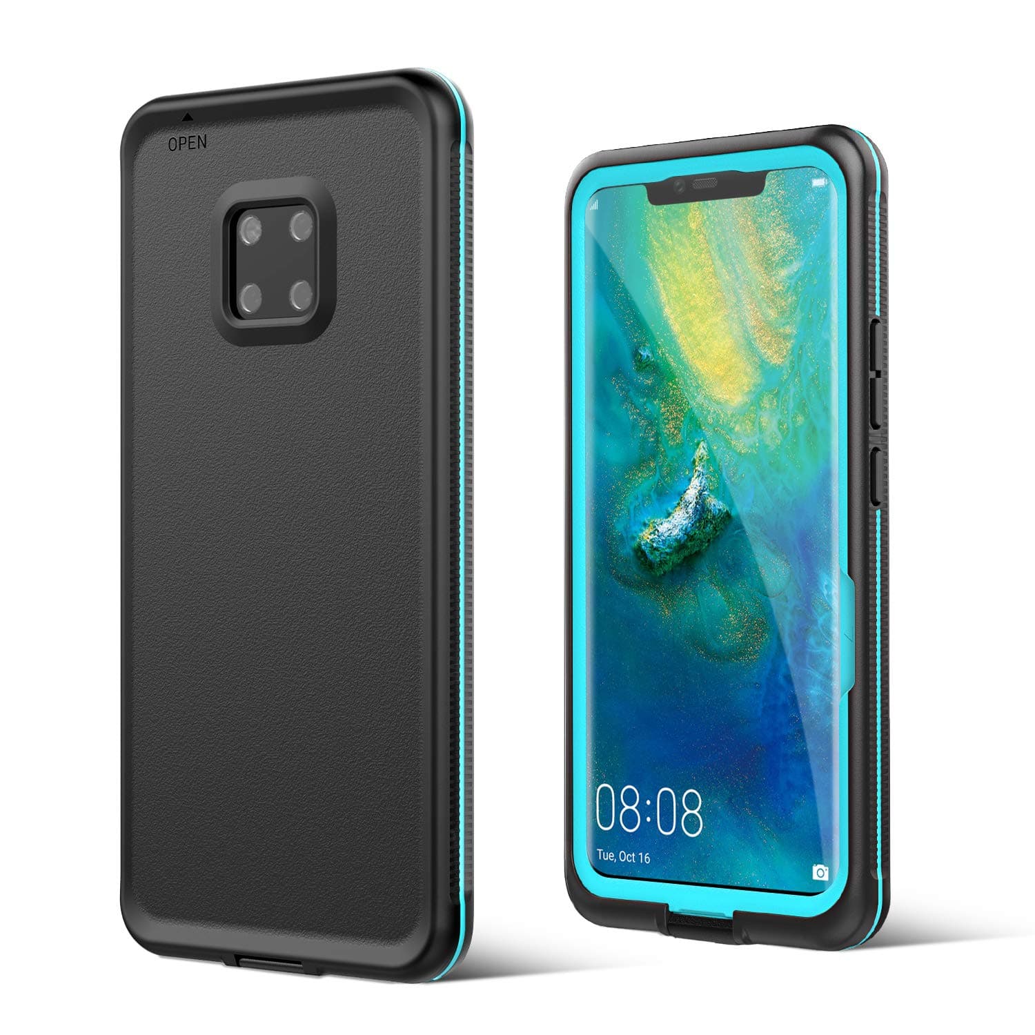 Michgold Compatible for Huawei Mate 20 Pro Case Waterproof Shockproof Full Body Heavy Duty Protection with Built-in Screen Protector (Blue)