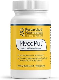 Researched Nutritionals MycoPul - Advanced Mycotoxin Binder Complex, Zeolite Detox, Humic Acid, Fulvic Acid & Activated Charcoal for GI Tract Detox, Clinically Researched Mold Binders, 30 Capsules