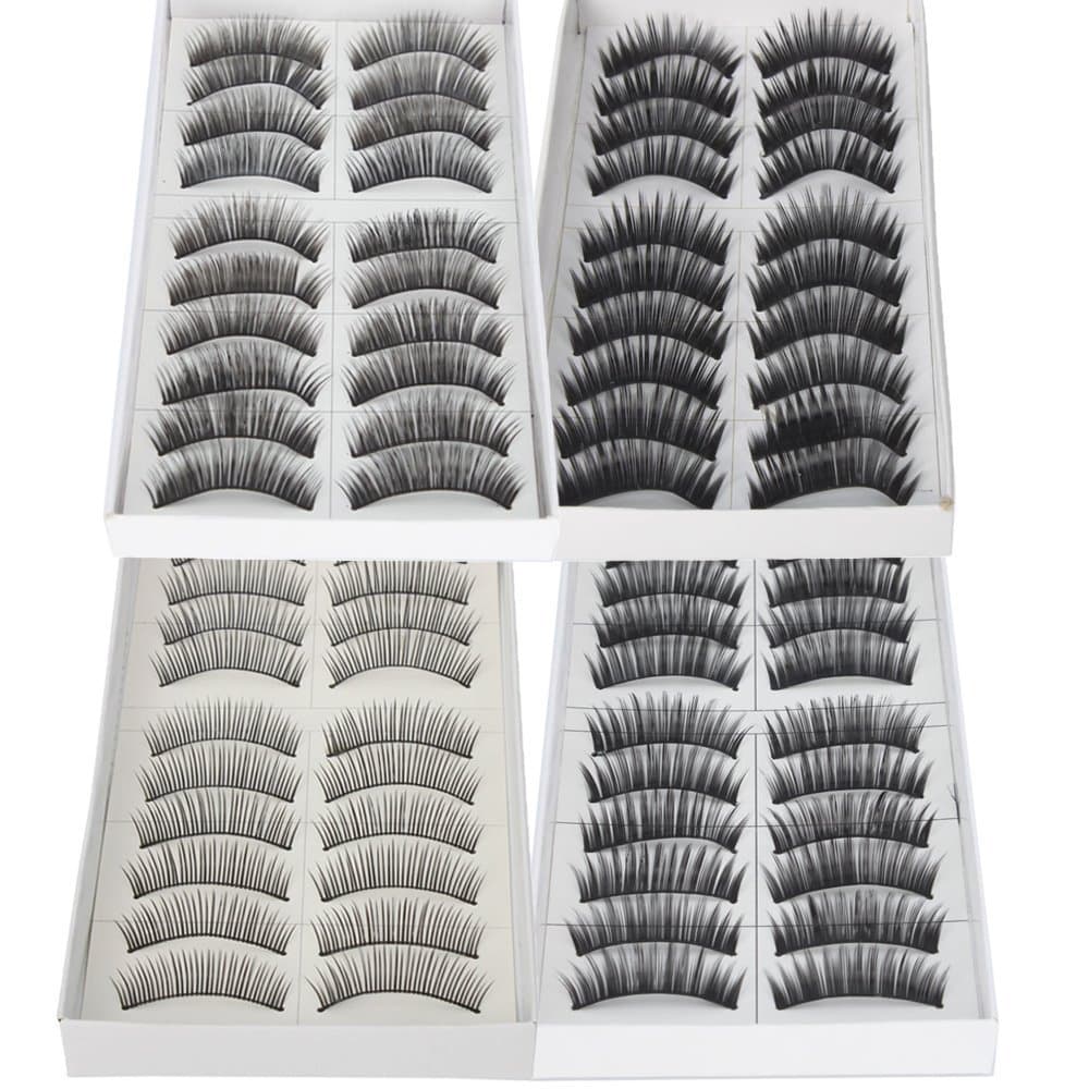 ReNext 40 Pairs of Black Long & Thick Reusable False Eyelashes Fake Eye Lash for Makeup Cosmetic, 4 Kinds of Style