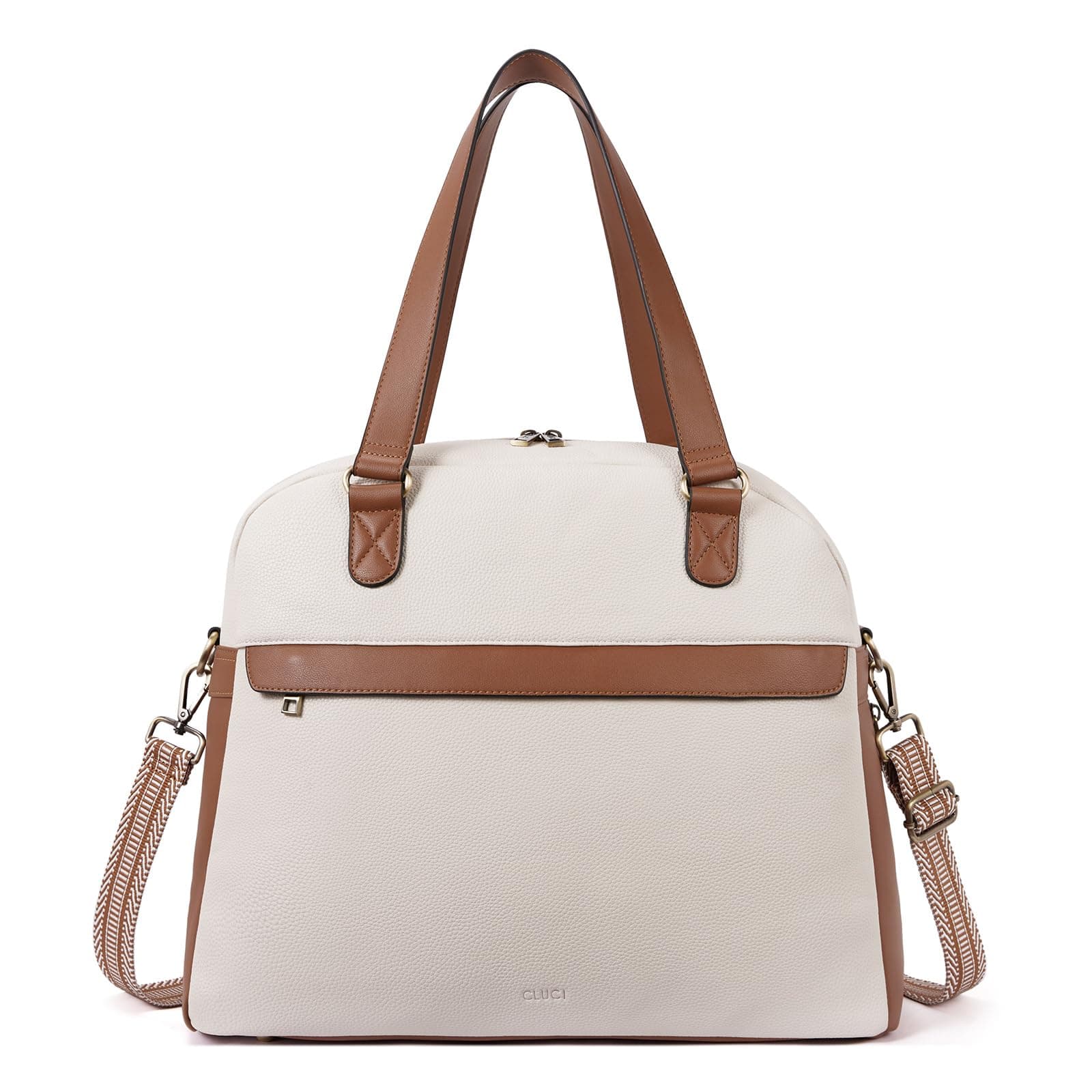 Weekender Bag for Women Beige with Brown