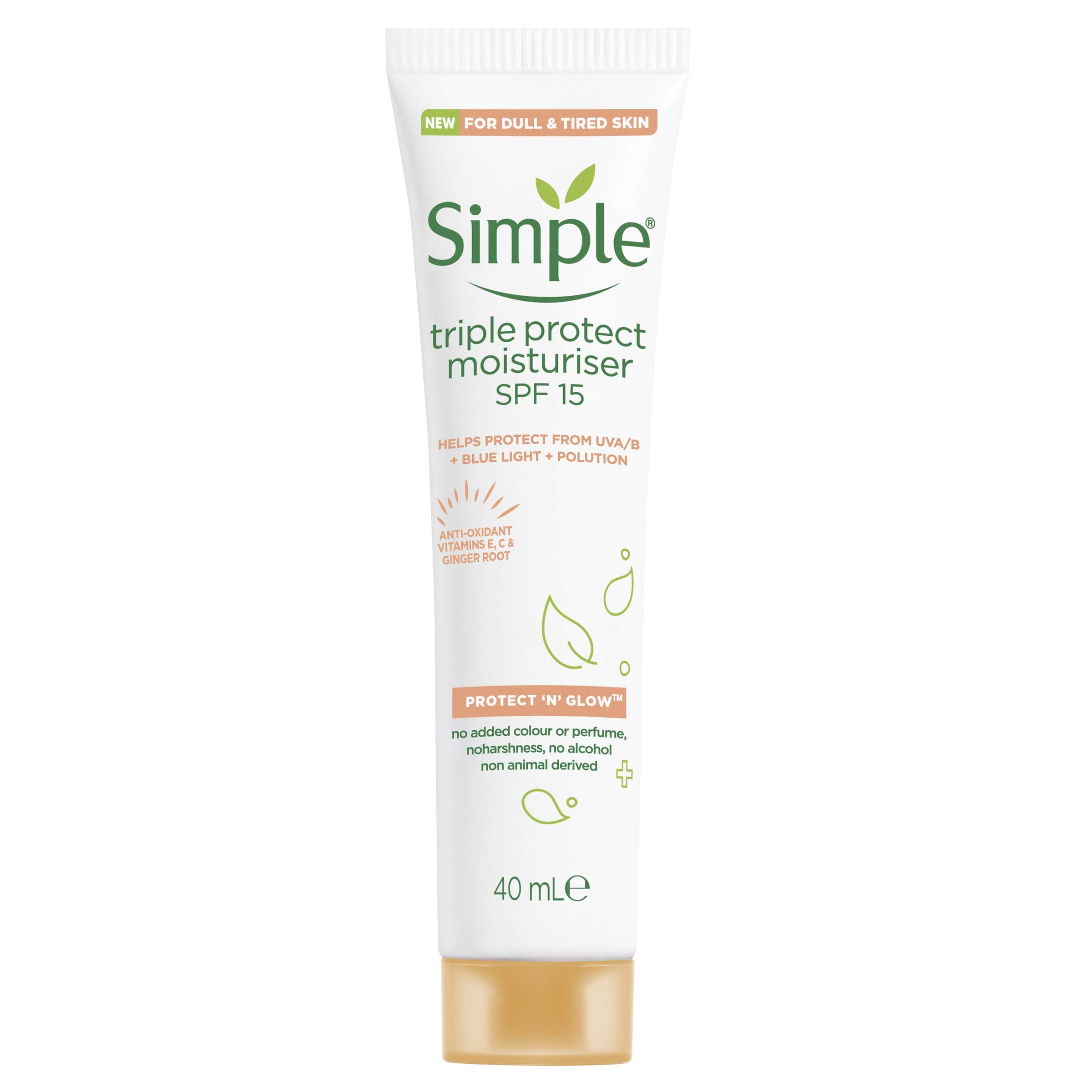 Triple Protect Moisturiser SPF 30 – 3x Protection from UVA/UVB, Blue Light & Pollution with Vitamin C & E – Brightens Dull, Sensitive Skin for a Glowing Complexion 40 ml