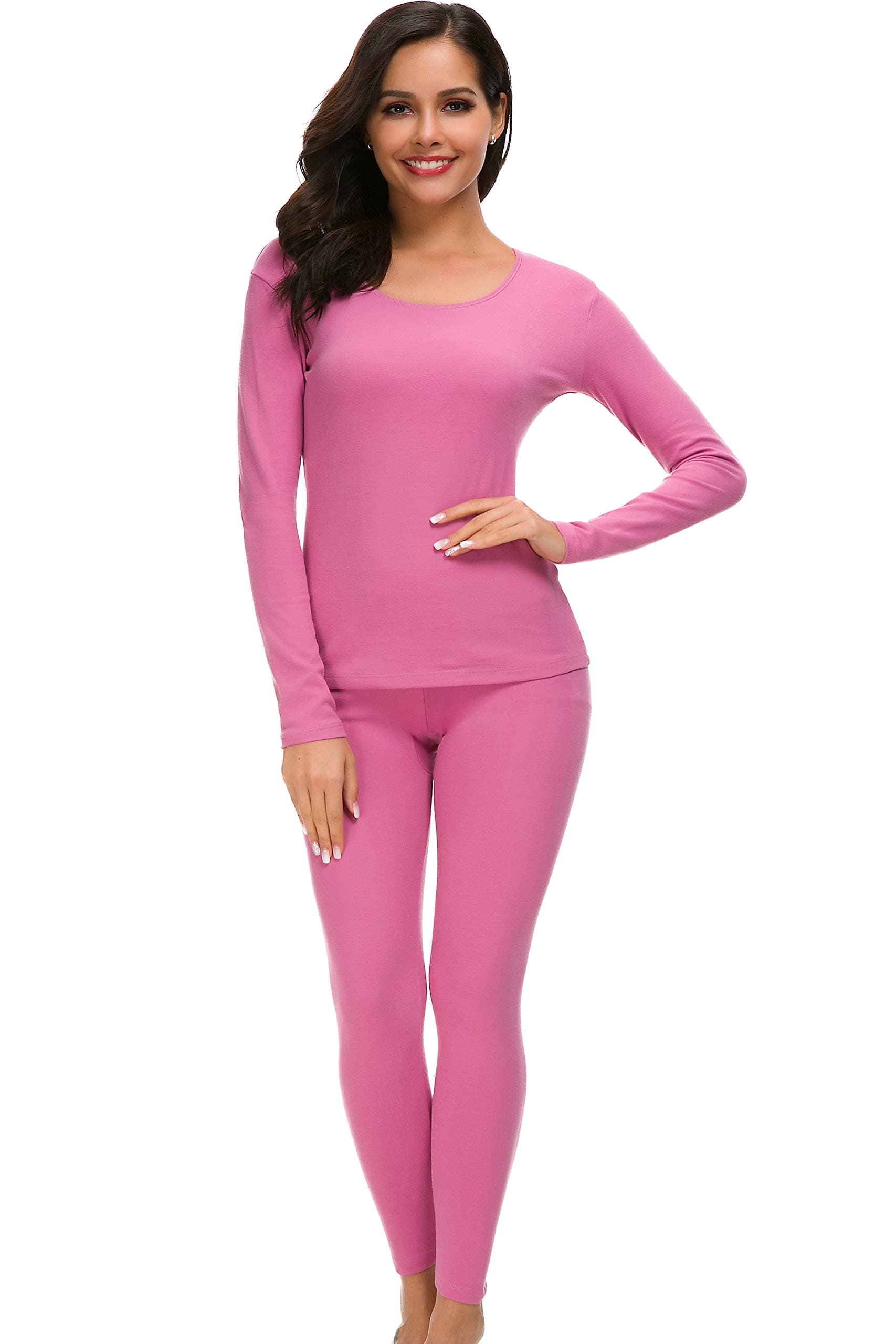 Women's Mid-Weight Cotton Thermal Underwear 2pc Winter Base Layer Set