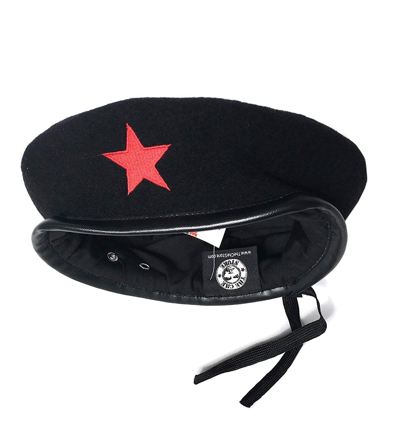 Black Military Beret with Red Star - Medium
