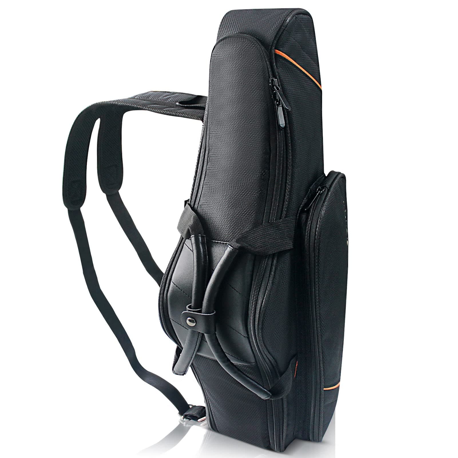 Alto Saxophone Case - 2-in-1 Padded Backpack Gig Bag with Flute Pocket, 20mm Soft Padding Lightweight Protective Carry Case for Saxophone Players (Black)