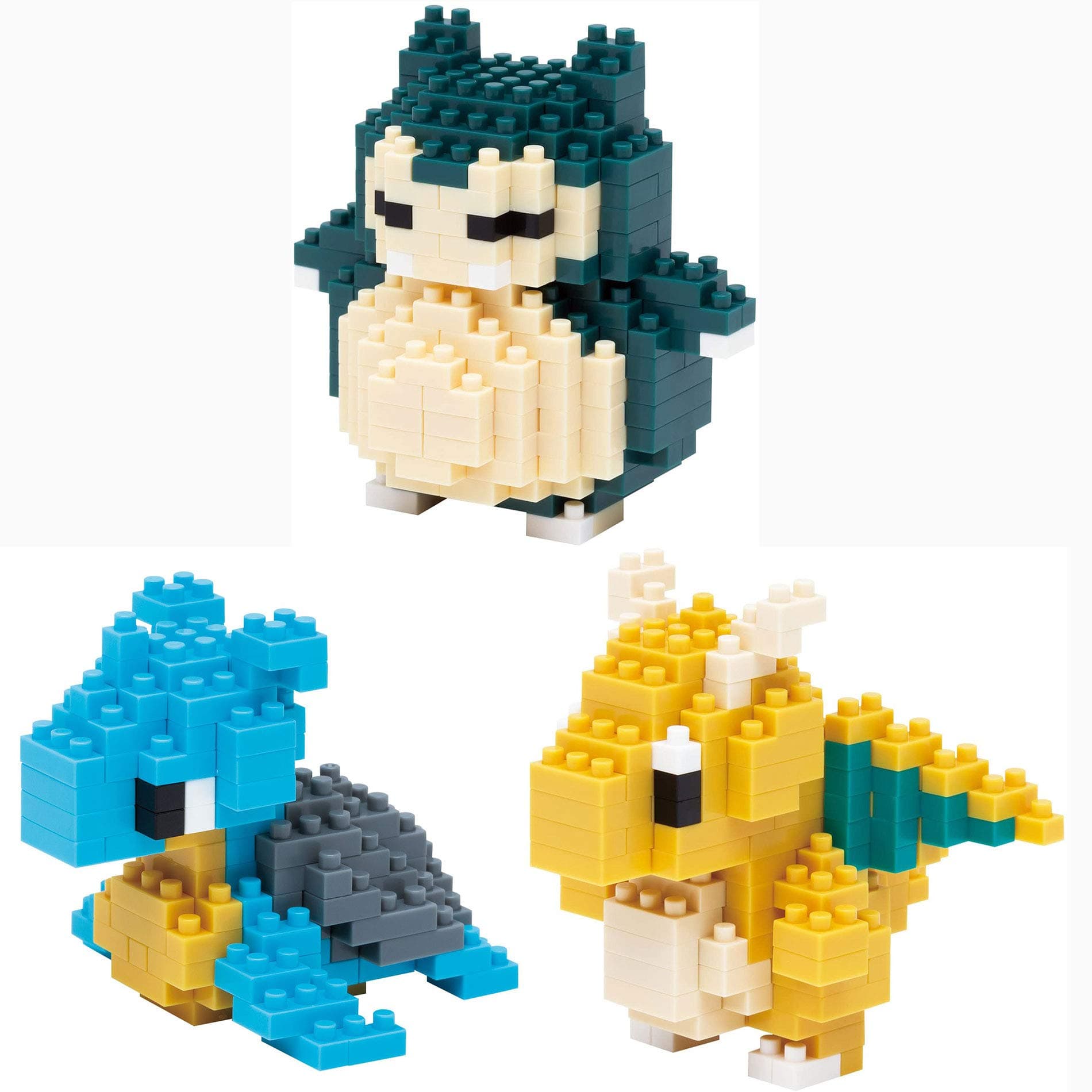 3 Sets Bundle - Laplace, Dragonite (Kairyu) and Snorlax (Kabigon) - Adjustable Pokemon Characters (Japan Import)