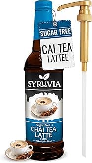 Sugar Free Chai Tea Flavored Syrup for Coffee, Drinks, Lattes, and Desserts – 25.4 fl oz, With Pump