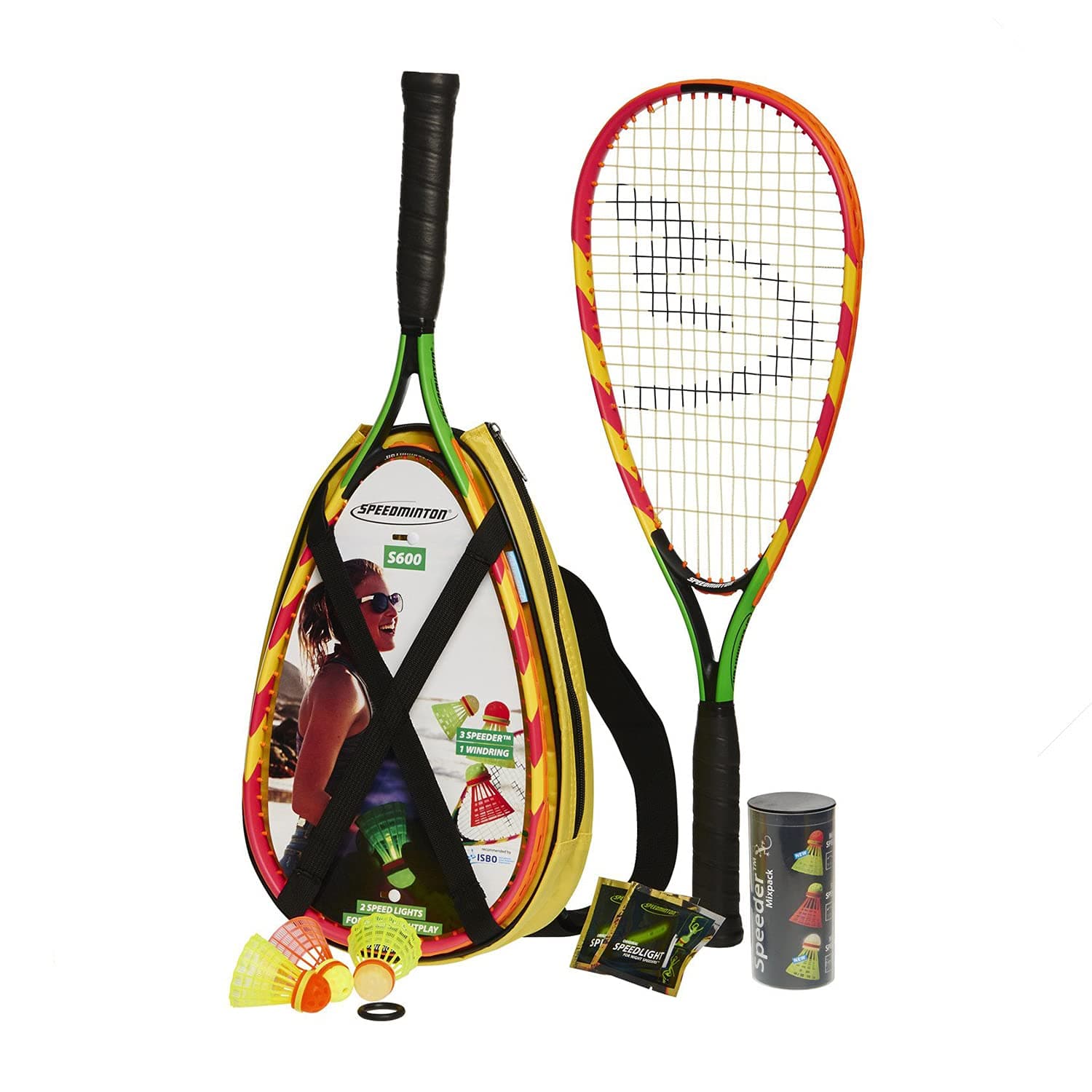 S600 Set - Original Speed Badminton/Crossminton Starter Set Including 2 Rackets, 3 Speeder, Speedlights, Bag