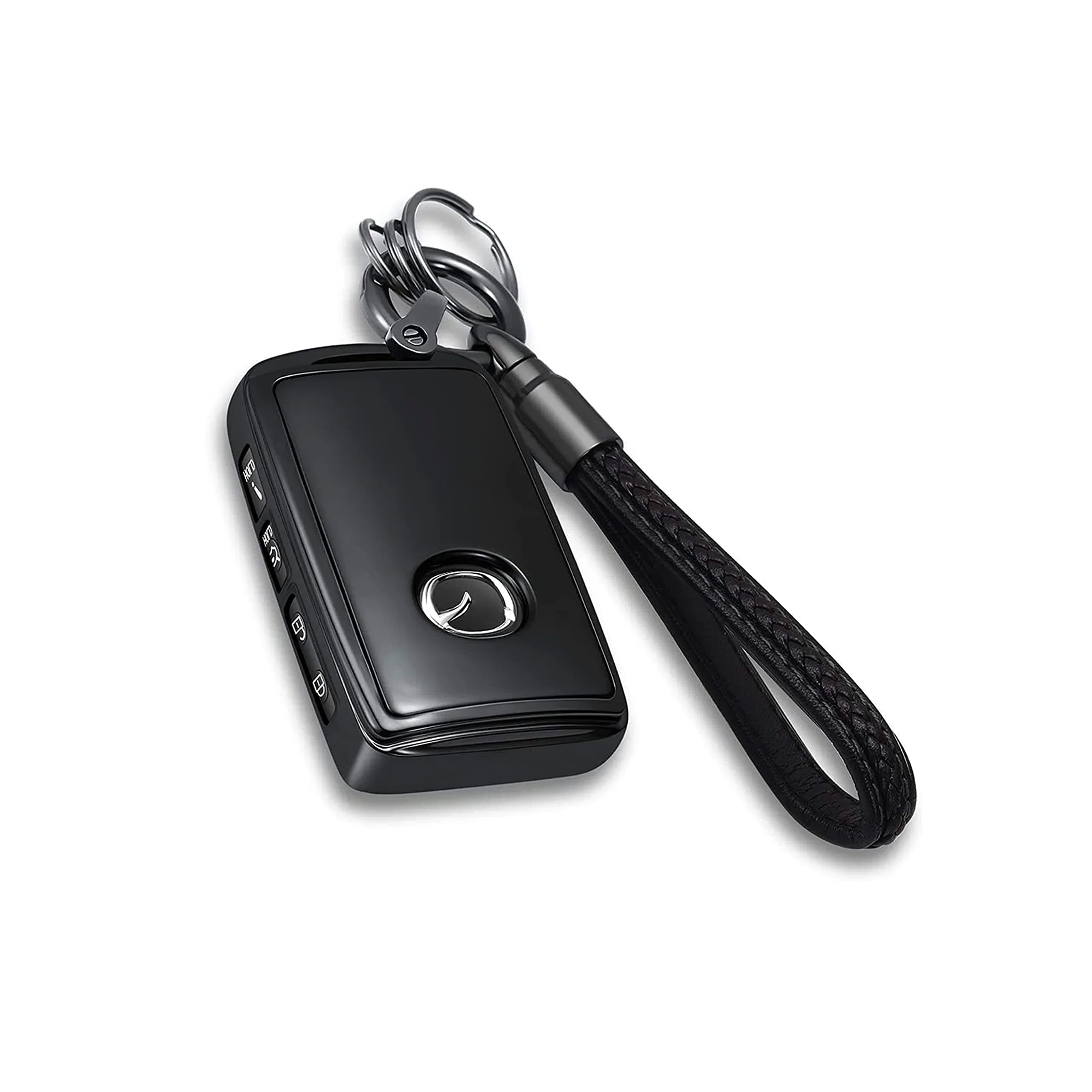 Premium TPU Key Cover with Keychain Compatible with Mazda - Full Protection Easy Installation Cover Compatible with Mazda 3 2020-2024 Hatchback Mazda CX-5 CX-9 CX-30 CX-90 CX-60 (Black)