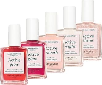 – Manucurist Rainbow Active Active Range Set of 5 Nail Care Products, 5 Nail Polish Without Lamp: Glow Raspberry, Glow Blueberry, Shine, Smooth, Bright, Beauty Gifts