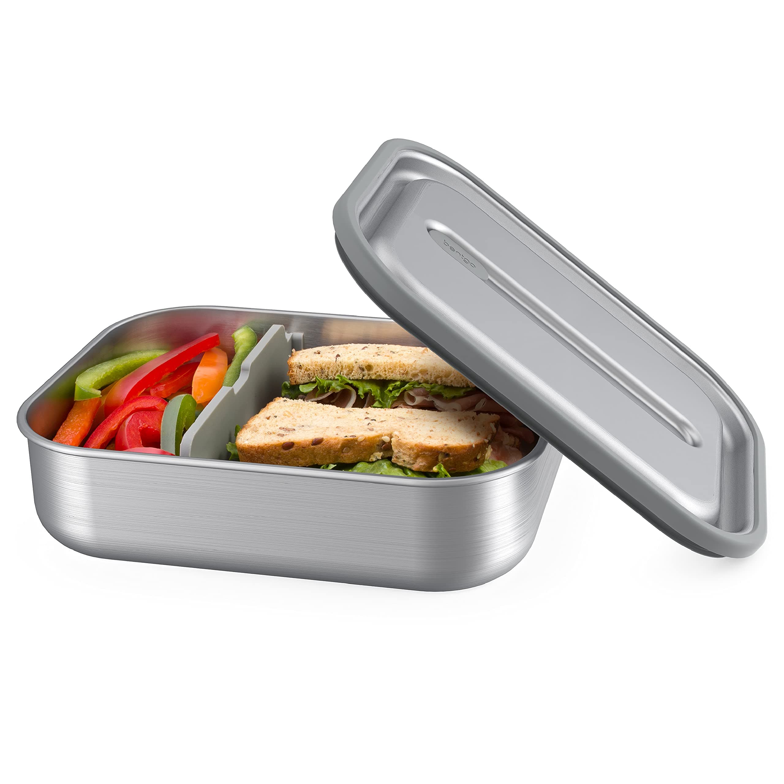 MicroSteel® Leak-Proof Lunch Box - Microwave-Safe, Oven-Safe, Bento-Style Container with Removable Divider, Airtight Lid, Sustainable Design, Odor & Stain Resistant (Stainless Steel)