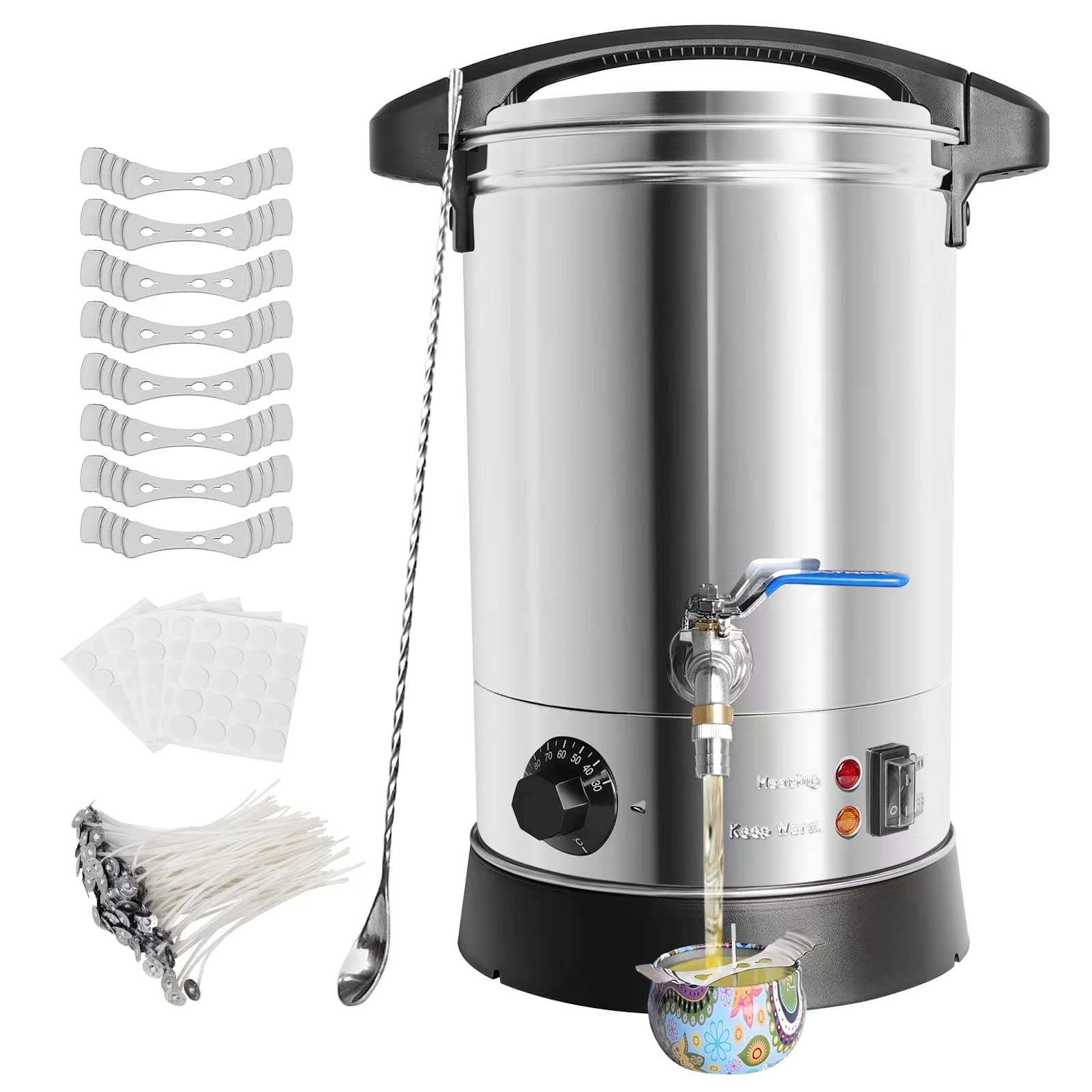 Wax Melter for Candle Making, Wax Melting Pot Temperature Control 12 Lbs Large Electric Candle Melting Pot with Quick Pour Spout Easy Clean