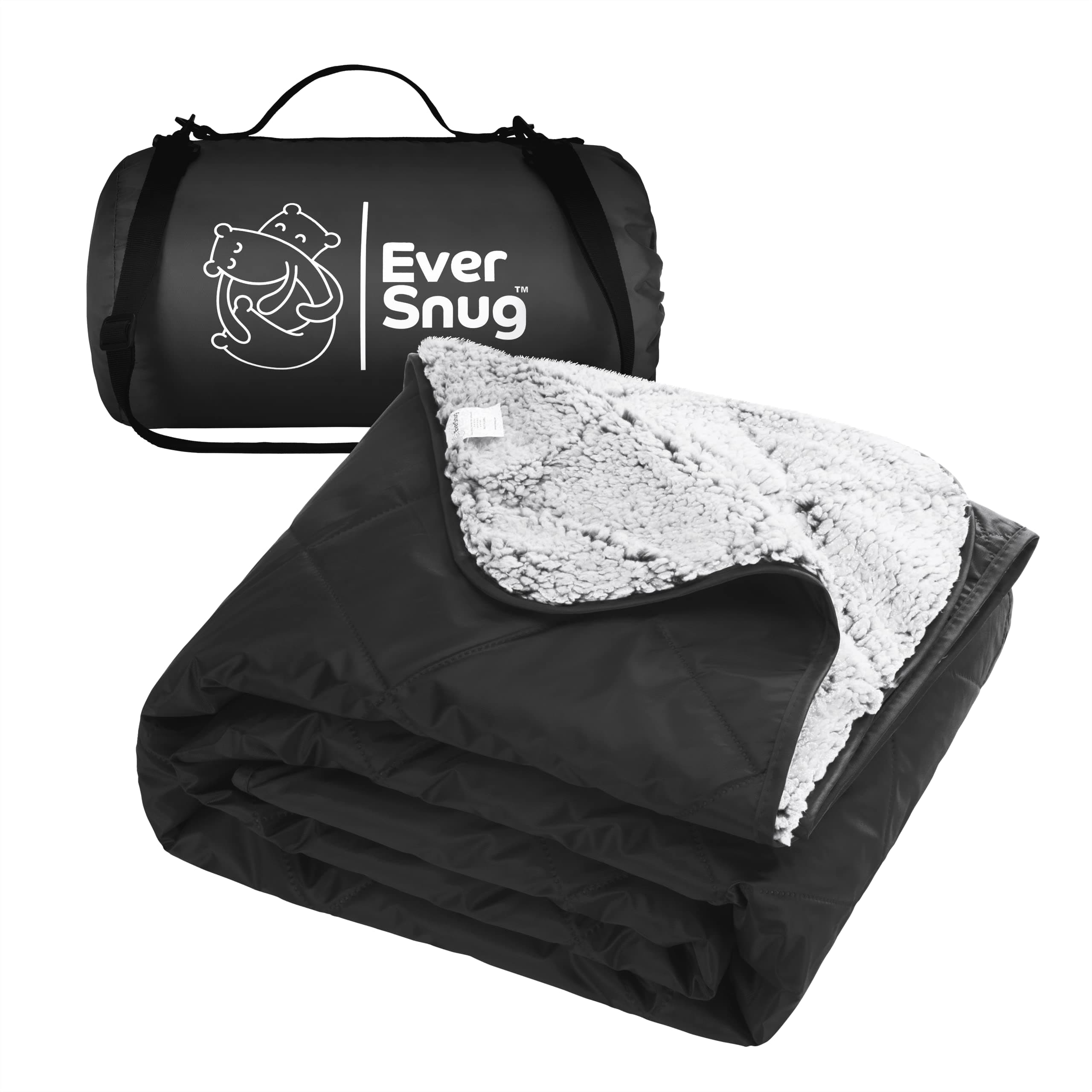 - EverSnug Sherpa Waterproof Camping Blanket - Extra Thick and Warm, Large Sherpa Fleece Outdoor Blanket for Camping, Picnics, Beaches, Stadiums, Pets - Washable and Windproof for Cold Weather (Black)