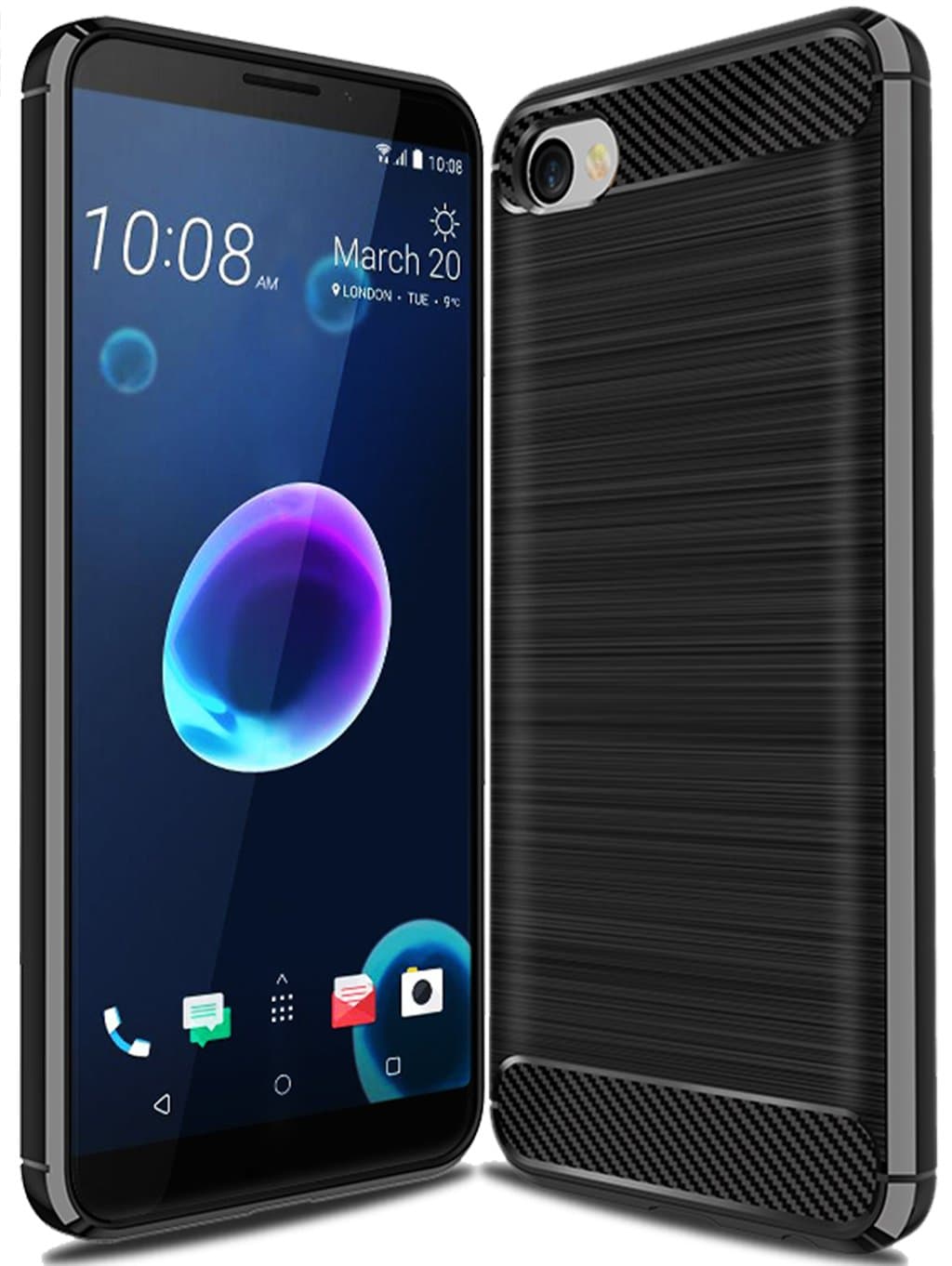 HTC Desire 12 Case, Sucnakp TPU Shock Absorption Technology Raised Bezels Protective Case Cover for HTC Desire 12 Smartphone (Black)