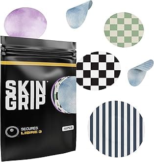 Skin GripFreestyle Libre 3 Sensor Covers- Waterproof & Sweatproof Adhesive Patches for 10-15 Days (Not for Libre2), Pre-Cut Continuous Glucose Monitor Diabetic Sensors Cover - Classics (10-Pack)