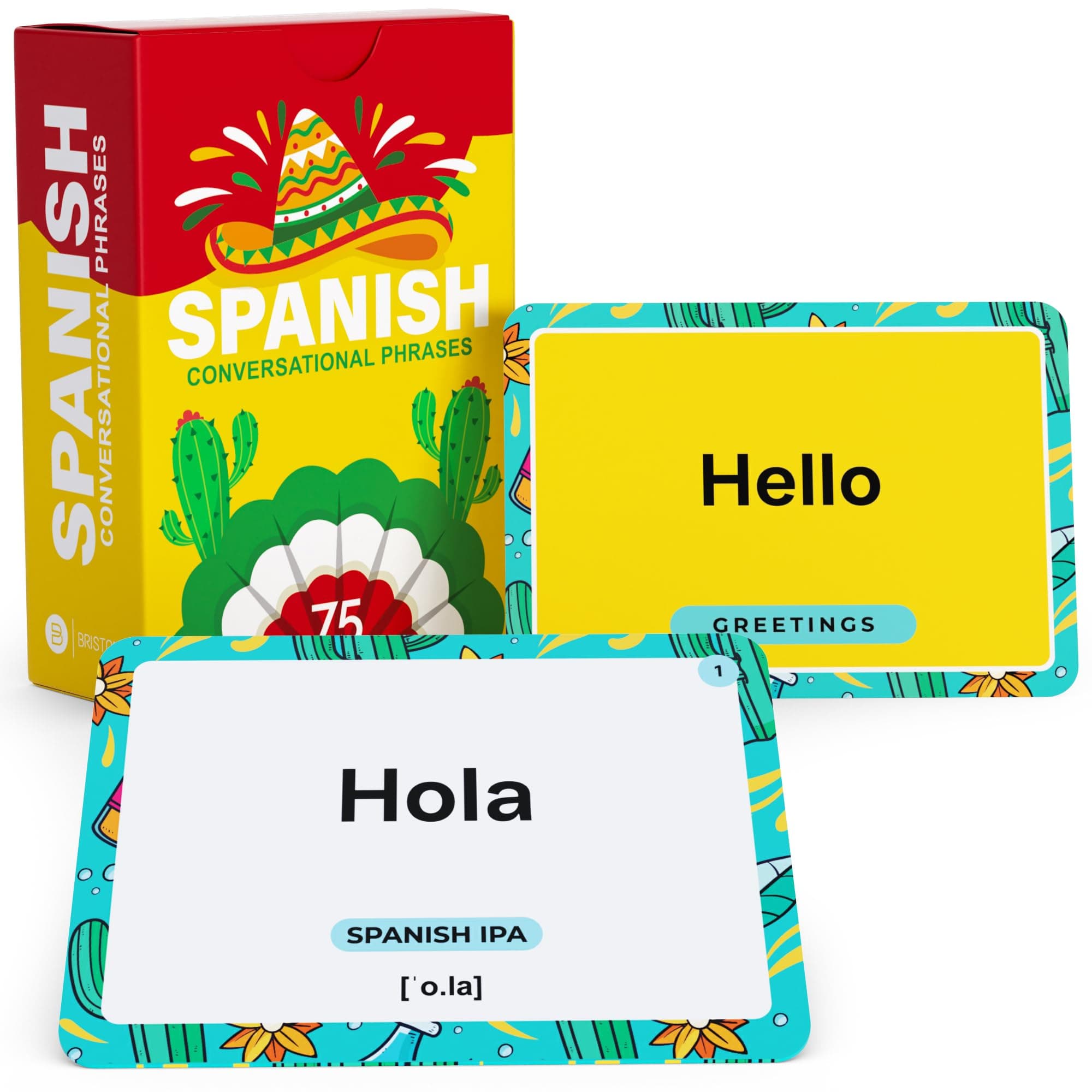 Spanish Conversational Phrases Flash Cards – 75 Everyday Sayings with IPA & Audio – Language Learning Tool for Beginners, Students & Travelers – Briston Spanish Edition