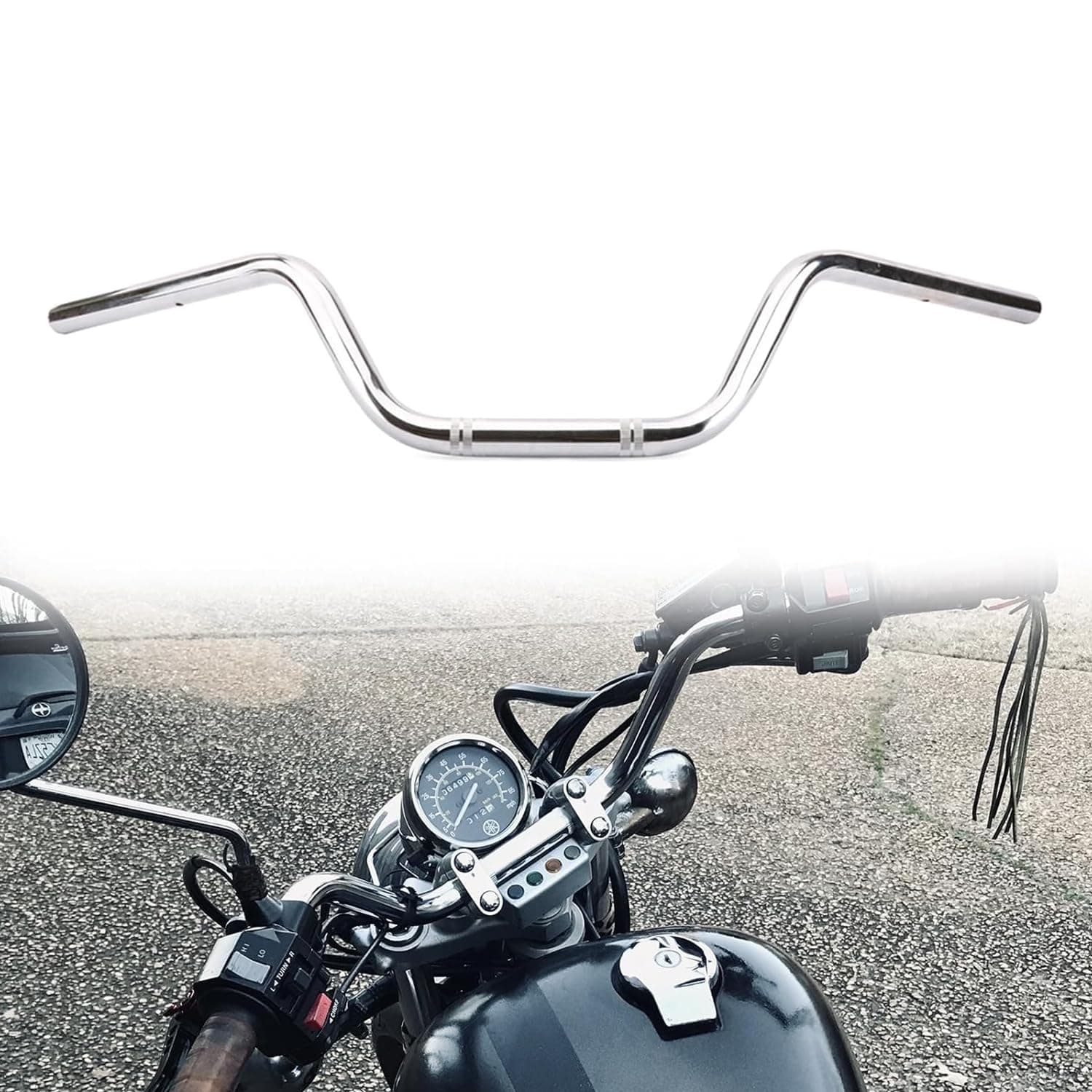 AnXin Motorcycle 7/8" Drag Handlebar High Rise Trucker Handlebar Universal Sportster XL 883 1200 Cruiser Bobber Custom Chopper Softail Dyna Tour Glide Road CG125 Chrome
