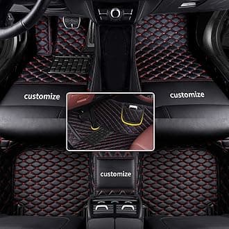 car Floor Mats fit for Toyota RAV4 1999-2025 Custom Style Luxury Leather All Weather Protection Floor Liners Black-Red-Color
