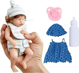 Reborn Baby Dolls, 6 Inch Mini Realistic Newborn Baby Girl Doll with Curly Rooted Hair 2 Clothes, Lifelike Reborn Doll Silicon Full Body