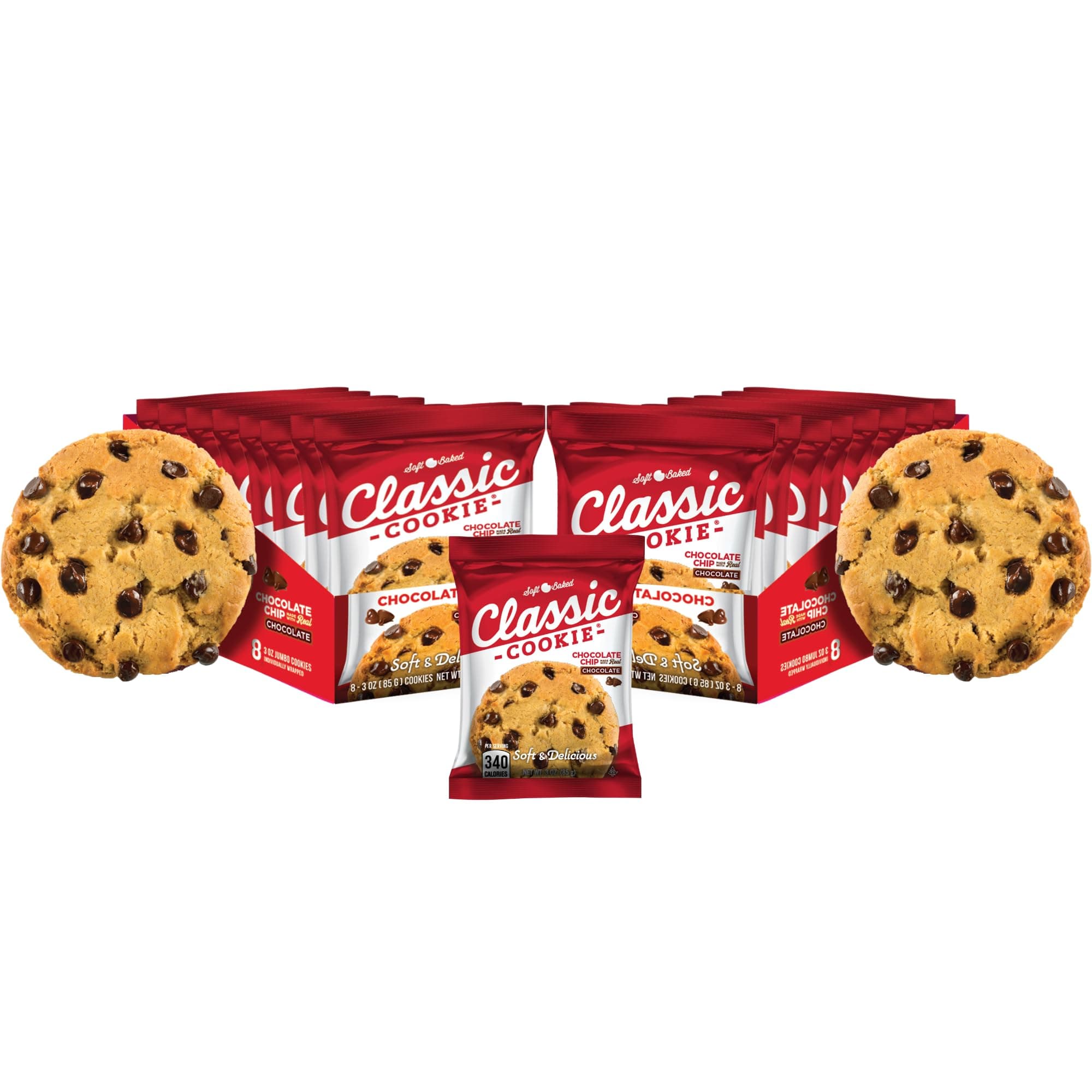 Classic Cookie Soft Baked Chocolate Chip Cookies, 2 Boxes, 16 Individually Wrapped Cookies