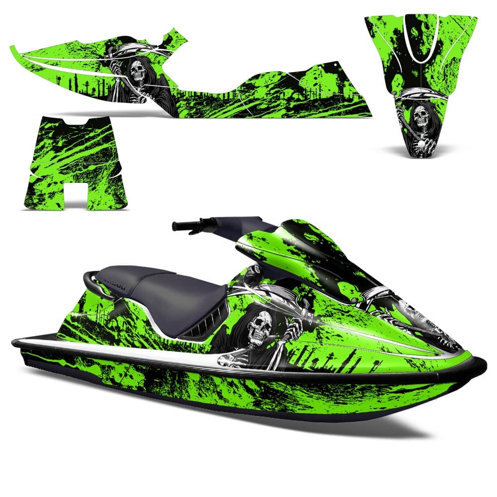 Jet Ski Graphics kit Sticker Decal Compatible with Sea-Doo XP 1994-1996 - Reaper V2 Green