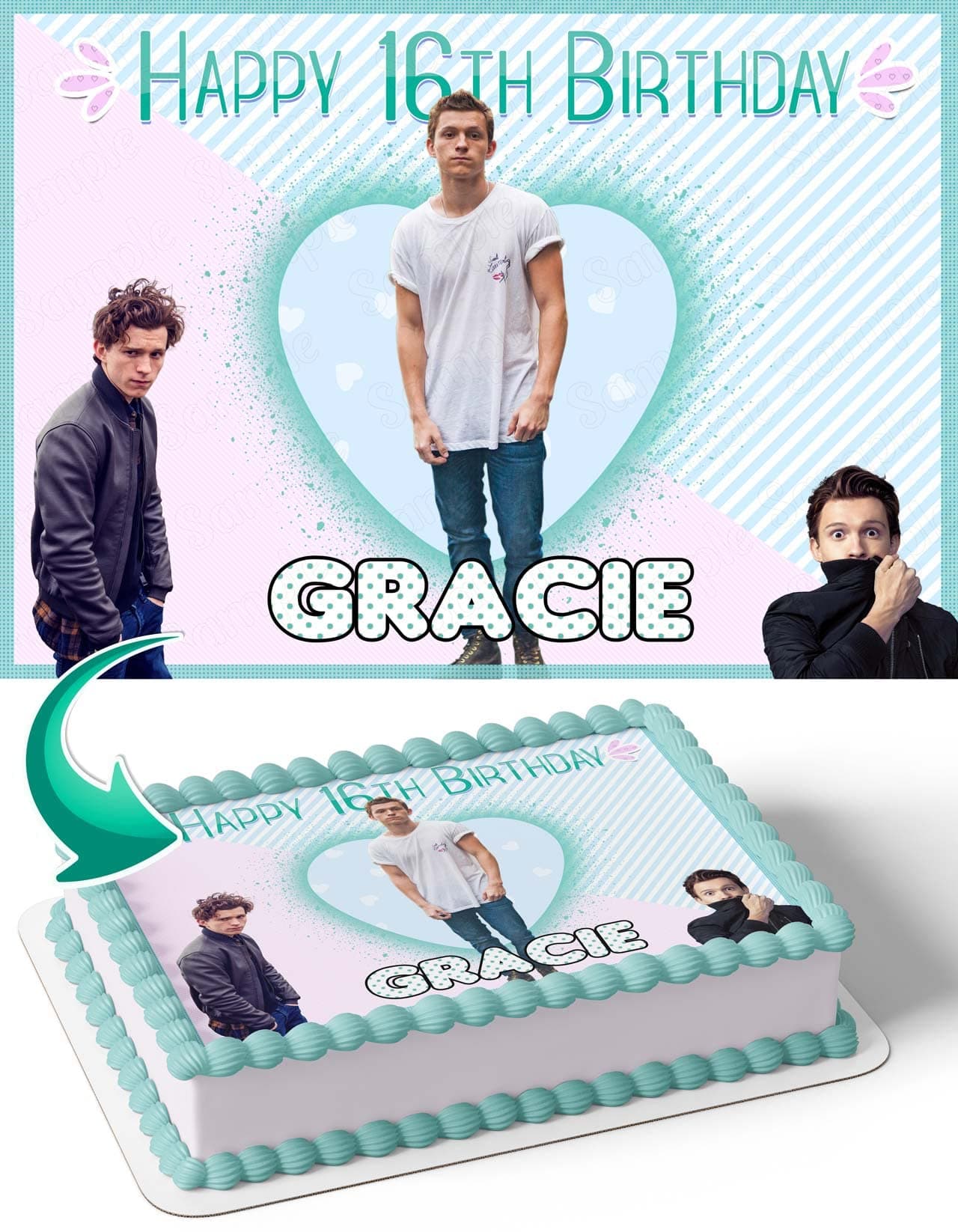CAKECERY Tom Holland Edible Cake Image Topper Personalized Birthday Cake Banner 1/4 Sheet