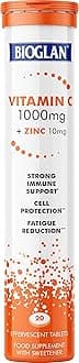 Bioglan Vitamin C Effervescent | 1000g Vitamin C | Zinc | 20 Effervescent
