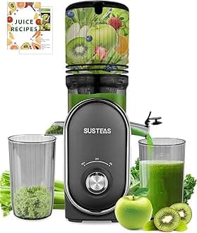 SUSTEAS Cold Press Juicer Machines, 5.3" Feed Chute(50oz Capacity), 300W Slow Masticating Juice Extractor for Whole Fruits and Vegetables, Automatic Feed, High Juice Yield,Easy to Clean, Silver gray