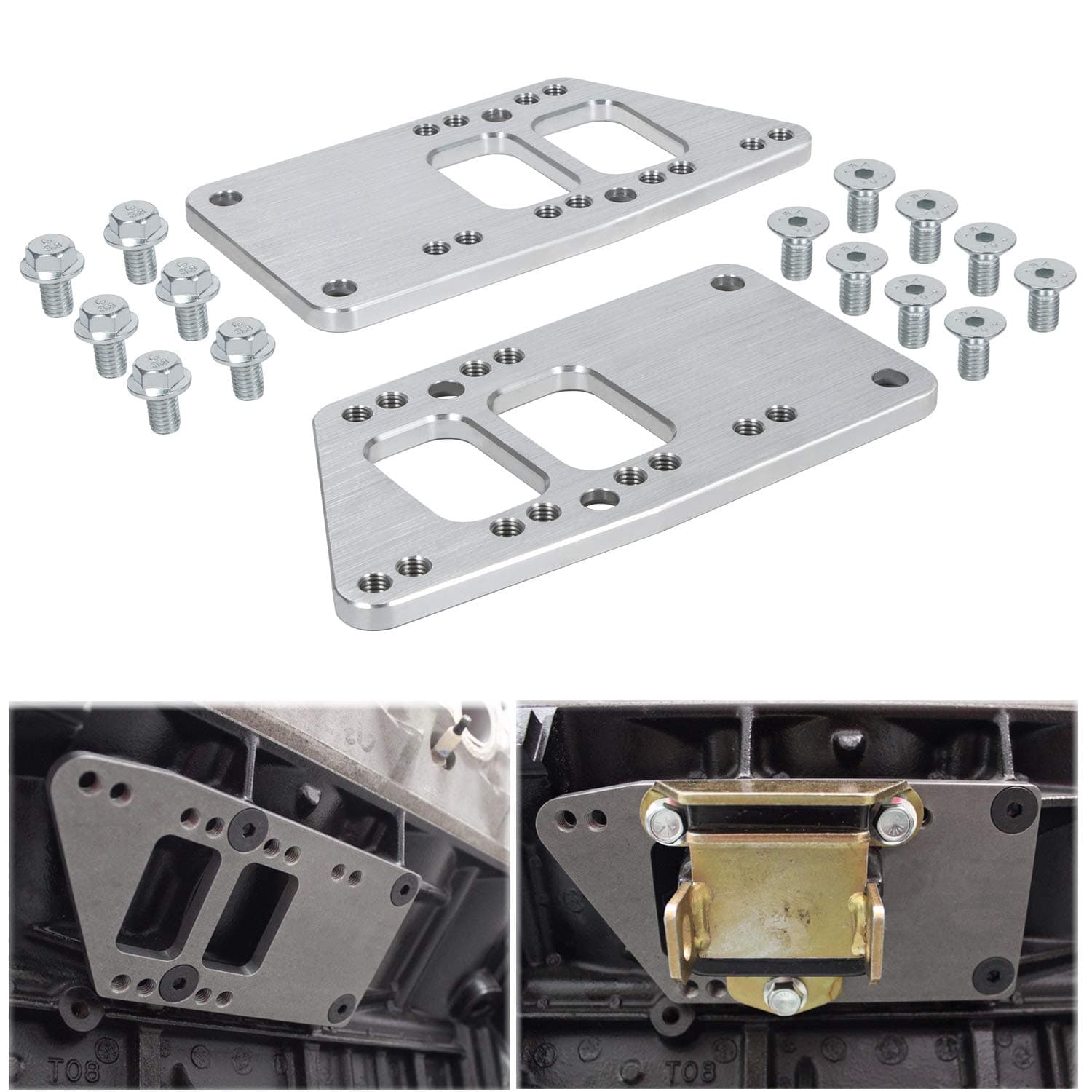 for LS Swap Motor Mounts Adapter Plates - Universal Swap Bracket Small Block LS Conversion Adjustable Fit for LS1 LS3 LS2 LQ4 LQ9 LS6 L92 L99 L33 LR4 Billet Aluminum for SBC Vehicle to LS Engine