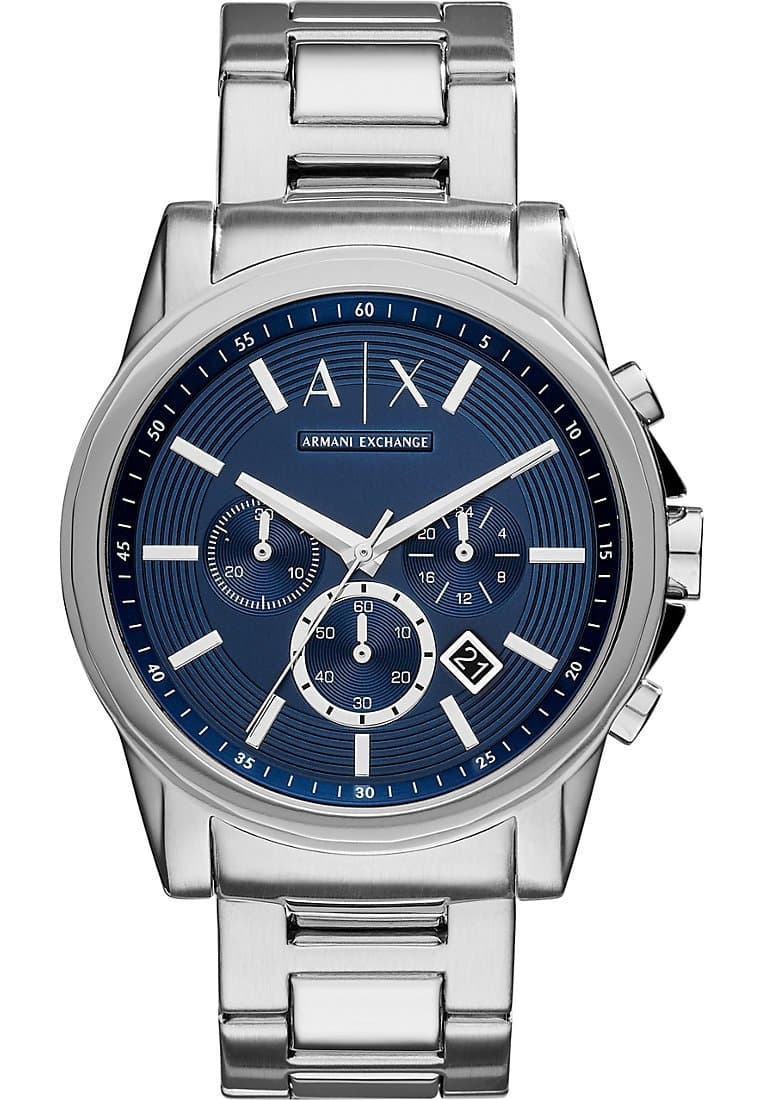 Outerbanks Men's Quartz Watch with Blue Dial and Silver Stainless Steel Bracelet AX2509