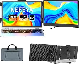 Laptop Screen Extender, 14" FHD 1080P IPS Laptop Monitor Extender Dual Screen, Portable Monitor for Laptops 13-17" with USB-C/HDMI Port, Plug n Play for Windows/Mac/Android/Switch/PS5