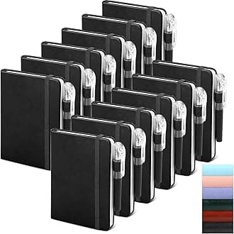 Oucaru Small Notebook College Ruled 12 Pack (Black) 3.7x5.7 in Pocket Notebook Bulk Journaling Notebooks Mini Hardcover Lined Note Pads with Pens for Work Business Travel and Office Supplies