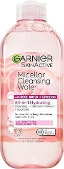 Garnier Micellar Water with Rose Water and Glycerin, Hydrating Facial Cleanser & Makeup Remover, For All Skin Types, Vegan, Cruelty Free, 13.5 Fl Oz (400mL), 1 Count