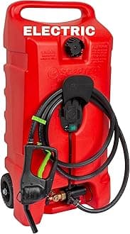 Scepter 14 Gallon Gas Caddy with Electric Fuel Pump, Flo ‘N Go Powered Portable Fuel Tank with Fill-Rite Transfer Pump and 10-Foot Hose for Farm, Marine, Commercial, and Home Use, Gasoline, Red