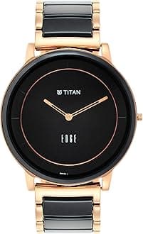 Titan Edge Fusion Quartz Analog Black Dial Black Steel & Ceramic Strap Watch for Men-NS1878KD03/NT1878KD03